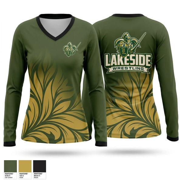 Womens Long Sleeve Vneck Shirt, Lakeside High School, Wrestling, Teamtime, Team time, sublimation, custom sports apparel, team uniforms, spirit wear, spiritwear, sports uniforms, custom shirts, team store, custom team store, fundraiser sports, apparel fundraiser