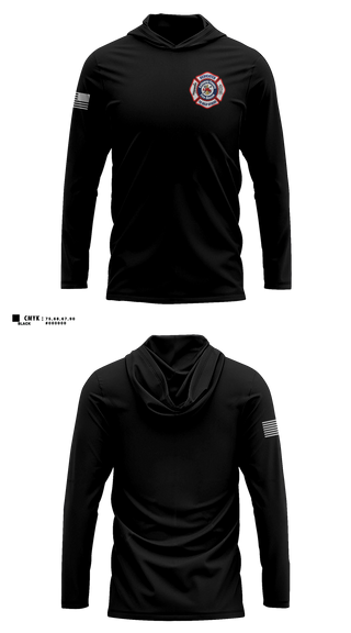 Long Sleeve hooded sunshirt, Calloway  COUNTY FIRE RESCUE, Fire Department, Teamtime, Team time, sublimation, custom sports apparel, team uniforms, spirit wear, spiritwear, sports uniforms, custom shirts, team store, custom team store, fundraiser sports, apparel fundraiser