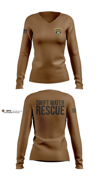 Womens Long Sleeve Vneck Shirt, WV DNR Swift Water Rescue, Police, Teamtime, Team time, sublimation, custom sports apparel, team uniforms, spirit wear, spiritwear, sports uniforms, custom shirts, team store, custom team store, fundraiser sports, apparel fundraiser