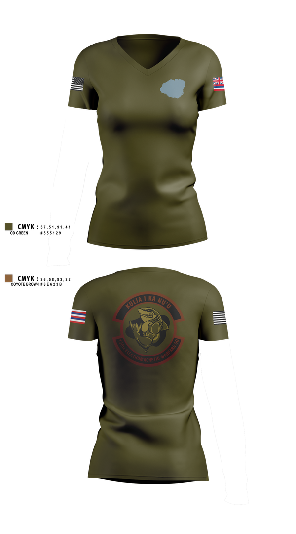 Womens Short Sleeve Vneck Shirt, 150th Electromagnetic Warfare Squadron, , Teamtime, Team time, sublimation, custom sports apparel, team uniforms, spirit wear, spiritwear, sports uniforms, custom shirts, team store, custom team store, fundraiser sports, apparel fundraiser