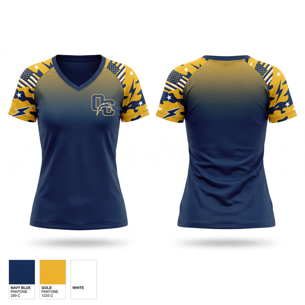 Womens Short Sleeve Vneck Shirt, Oakmont chargers, , Teamtime, Team time, sublimation, custom sports apparel, team uniforms, spirit wear, spiritwear, sports uniforms, custom shirts, team store, custom team store, fundraiser sports, apparel fundraiser