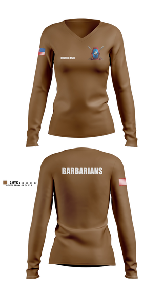 Womens Long Sleeve Vneck Shirt, Libertyville Army Recruiting Company, Army, Teamtime, Team time, sublimation, custom sports apparel, team uniforms, spirit wear, spiritwear, sports uniforms, custom shirts, team store, custom team store, fundraiser sports, apparel fundraiser