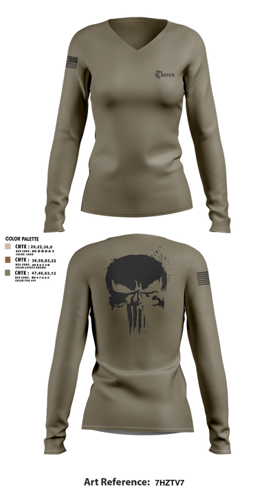 chosen 44076741 Women's Long Sleeve V-neck Shirt - 3