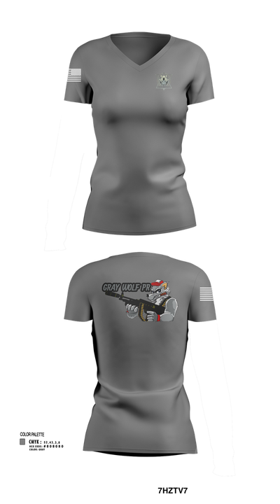 Gray Wolf  Women's Short Sleeve V-neck Shirt - 2