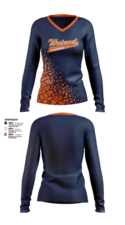 Westmont Youth Baseball 21491450 Women's Long Sleeve V-neck Shirt - 5