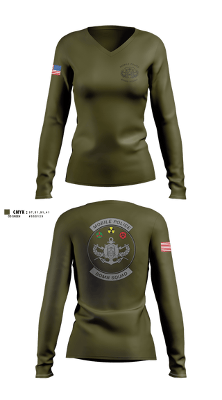 Womens Long Sleeve Vneck Shirt, Mobile Police EOD Unit, Police, Teamtime, Team time, sublimation, custom sports apparel, team uniforms, spirit wear, spiritwear, sports uniforms, custom shirts, team store, custom team store, fundraiser sports, apparel fundraiser