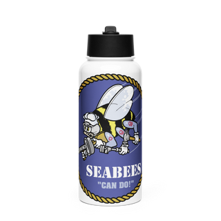 Seabees 38921664 Stainless Steel Water Bottle with a Straw Lid