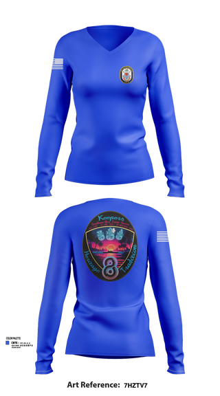 Womens Long Sleeve Vneck Shirt, USS Bougainville CPO, , Teamtime, Team time, sublimation, custom sports apparel, team uniforms, spirit wear, spiritwear, sports uniforms, custom shirts, team store, custom team store, fundraiser sports, apparel fundraiser