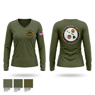 Womens Long Sleeve Vneck Shirt, RETIREMENT SERVICES OFFICE, Army, Teamtime, Team time, sublimation, custom sports apparel, team uniforms, spirit wear, spiritwear, sports uniforms, custom shirts, team store, custom team store, fundraiser sports, apparel fundraiser