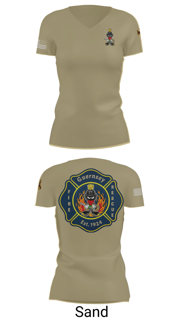 Womens Short Sleeve Vneck Shirt, Guernsey Fire & Rescue, , Teamtime, Team time, sublimation, custom sports apparel, team uniforms, spirit wear, spiritwear, sports uniforms, custom shirts, team store, custom team store, fundraiser sports, apparel fundraiser