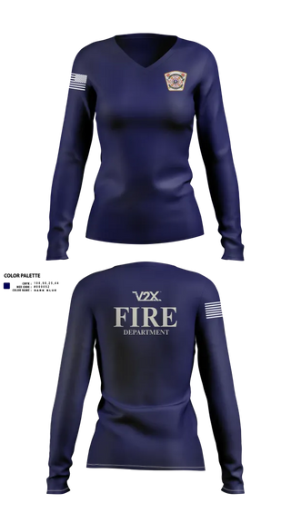 Womens Long Sleeve Vneck Shirt, Camp Arifjan Fire Department, Fire Department, Teamtime, Team time, sublimation, custom sports apparel, team uniforms, spirit wear, spiritwear, sports uniforms, custom shirts, team store, custom team store, fundraiser sports, apparel fundraiser