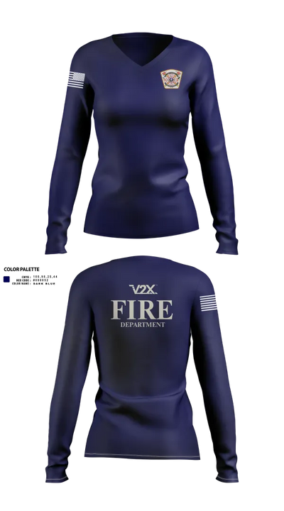 Camp Arifjan Fire Department 82810488 Women's Long Sleeve V-neck Shirt - 100