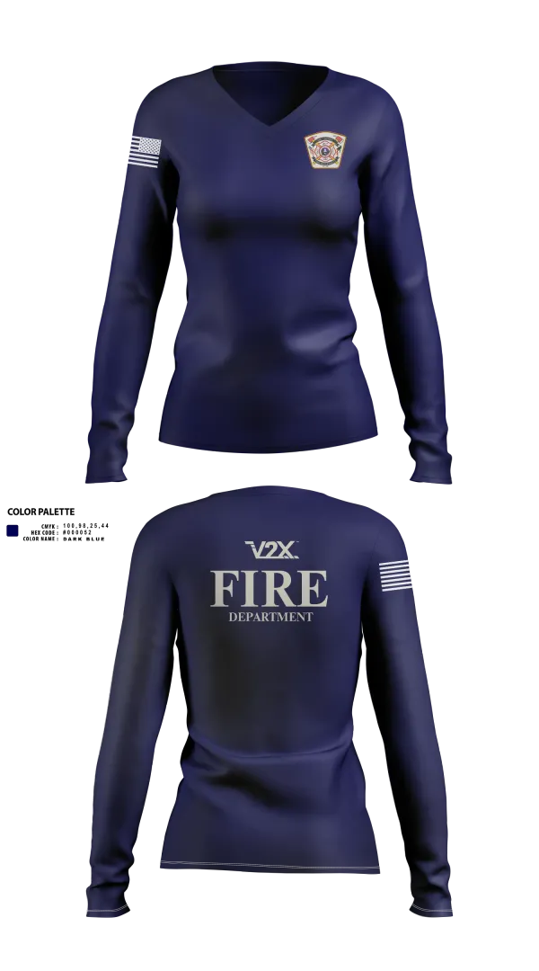 Womens Long Sleeve Vneck Shirt, Camp Arifjan Fire Department, Fire Department, Teamtime, Team time, sublimation, custom sports apparel, team uniforms, spirit wear, spiritwear, sports uniforms, custom shirts, team store, custom team store, fundraiser sports, apparel fundraiser