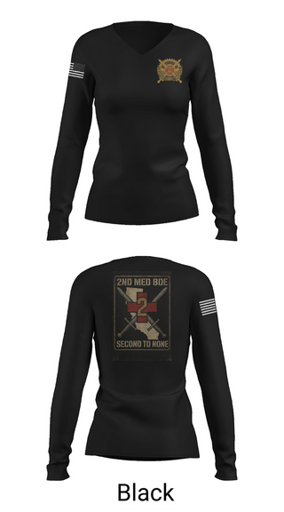 Womens Long Sleeve Vneck Shirt, 2nd Medical Brigade, , Teamtime, Team time, sublimation, custom sports apparel, team uniforms, spirit wear, spiritwear, sports uniforms, custom shirts, team store, custom team store, fundraiser sports, apparel fundraiser
