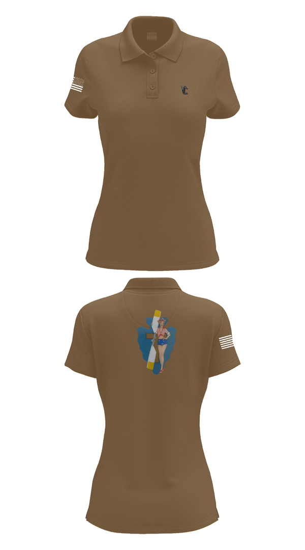 Womens Short Sleeve Performance Polo, B Co 1/114th Maintenance, Army, Teamtime, Team time, sublimation, custom sports apparel, team uniforms, spirit wear, spiritwear, sports uniforms, custom shirts, team store, custom team store, fundraiser sports, apparel fundraiser