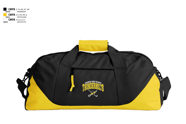 Duffle Bag, Andrew Thunderbolts Golf, Golf, Teamtime, Team time, sublimation, custom sports apparel, team uniforms, spirit wear, spiritwear, sports uniforms, custom shirts, team store, custom team store, fundraiser sports, apparel fundraiser
