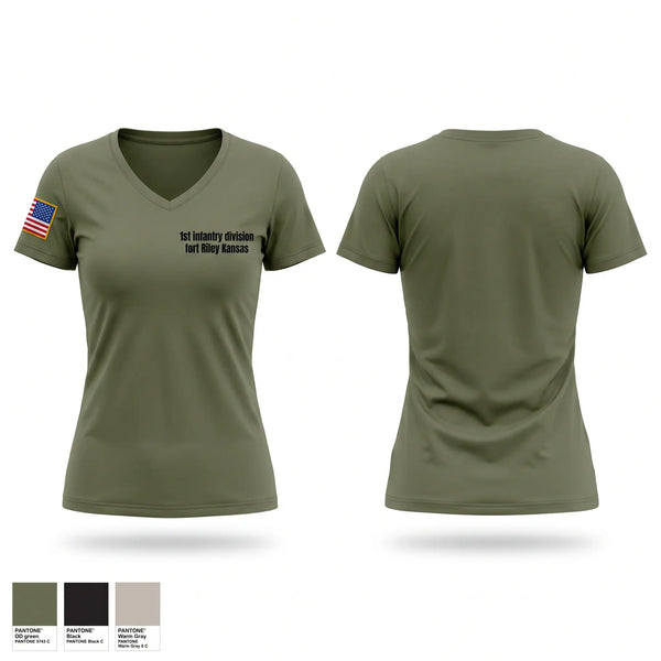 Womens Short Sleeve Vneck Shirt, 1st infantry division fort Riley Kansas, Bowling, Teamtime, Team time, sublimation, custom sports apparel, team uniforms, spirit wear, spiritwear, sports uniforms, custom shirts, team store, custom team store, fundraiser sports, apparel fundraiser