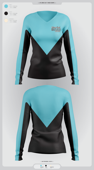 Womens Long Sleeve Vneck Shirt, Aerial Bound Athletics, Spirit Store, Teamtime, Team time, sublimation, custom sports apparel, team uniforms, spirit wear, spiritwear, sports uniforms, custom shirts, team store, custom team store, fundraiser sports, apparel fundraiser