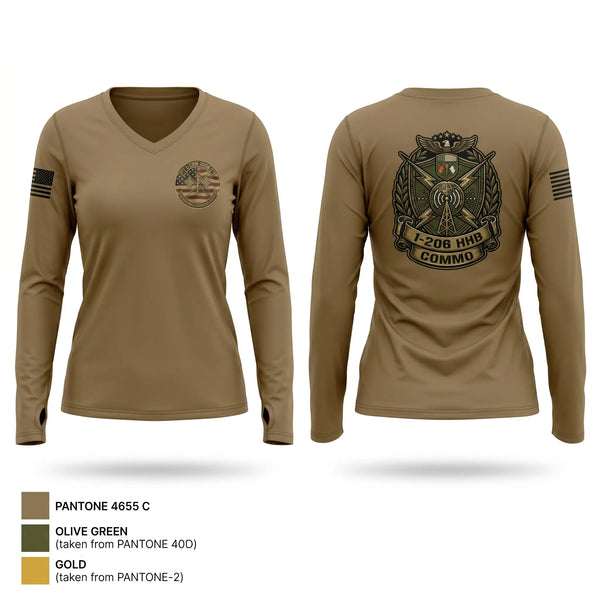 Womens Long Sleeve Vneck Shirt, 1-206 HHB, Army, Teamtime, Team time, sublimation, custom sports apparel, team uniforms, spirit wear, spiritwear, sports uniforms, custom shirts, team store, custom team store, fundraiser sports, apparel fundraiser