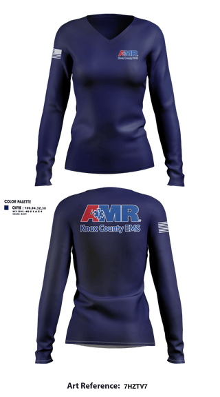 Womens Long Sleeve Vneck Shirt, AMR Knox County, EMS/EMT, Teamtime, Team time, sublimation, custom sports apparel, team uniforms, spirit wear, spiritwear, sports uniforms, custom shirts, team store, custom team store, fundraiser sports, apparel fundraiser