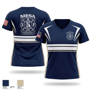 Womens Short Sleeve Vneck Shirt, NIESA PROFESSIONAL FIRE FIGHTERS  - LOCAL 5633, Fire Department, Teamtime, Team time, sublimation, custom sports apparel, team uniforms, spirit wear, spiritwear, sports uniforms, custom shirts, team store, custom team store, fundraiser sports, apparel fundraiser