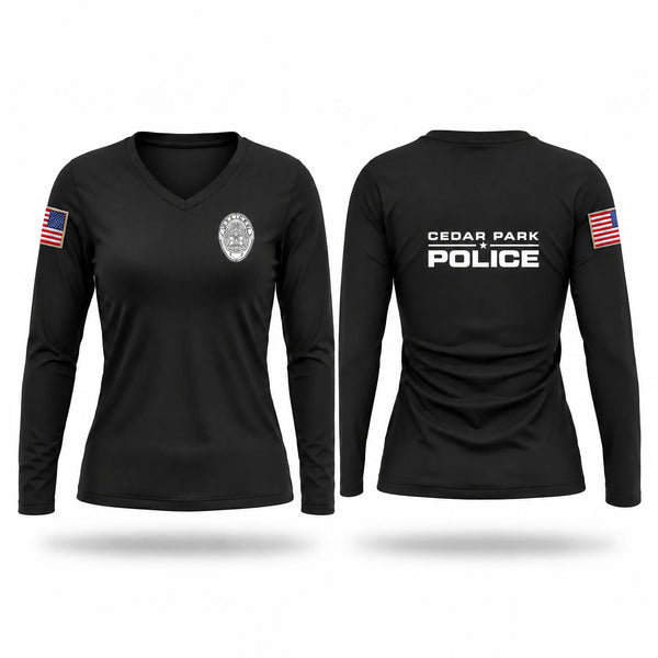 Womens Long Sleeve Vneck Shirt, CPPD Platoon 100, Police, Teamtime, Team time, sublimation, custom sports apparel, team uniforms, spirit wear, spiritwear, sports uniforms, custom shirts, team store, custom team store, fundraiser sports, apparel fundraiser
