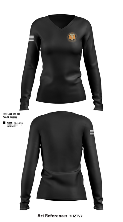 AMEMS 73795873 Women's Long Sleeve V-neck Shirt - 101