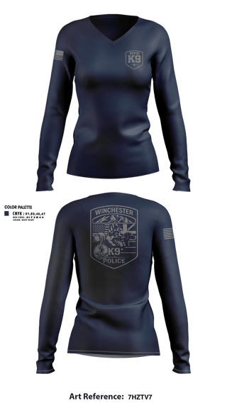 Womens Long Sleeve Vneck Shirt, WPD K9, Police, Teamtime, Team time, sublimation, custom sports apparel, team uniforms, spirit wear, spiritwear, sports uniforms, custom shirts, team store, custom team store, fundraiser sports, apparel fundraiser