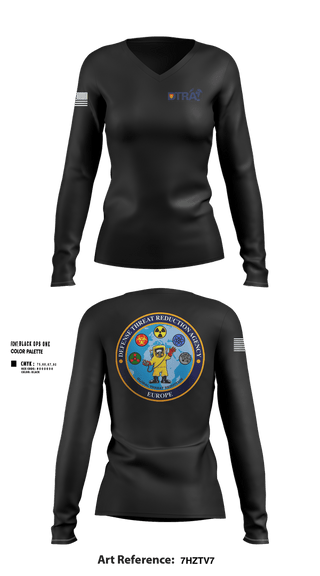 Womens Long Sleeve Vneck Shirt, DTRA-Europe, Army, Teamtime, Team time, sublimation, custom sports apparel, team uniforms, spirit wear, spiritwear, sports uniforms, custom shirts, team store, custom team store, fundraiser sports, apparel fundraiser