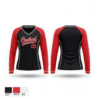 Womens Long Sleeve Vneck Shirt, CGGLL, Baseball, Teamtime, Team time, sublimation, custom sports apparel, team uniforms, spirit wear, spiritwear, sports uniforms, custom shirts, team store, custom team store, fundraiser sports, apparel fundraiser