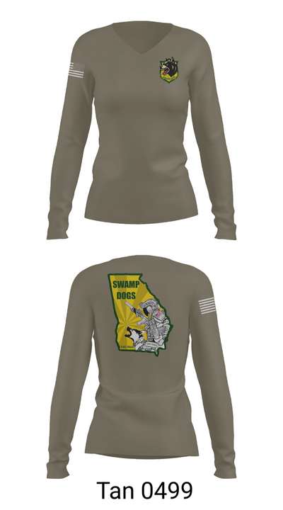 93D MP DET (MWD) 45021332 Women's Long Sleeve V-neck Shirt - 77