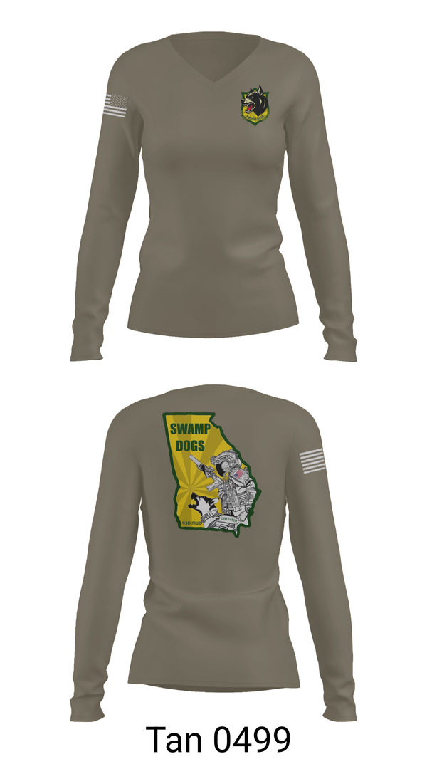 Womens Long Sleeve Vneck Shirt, 93D MP DET (MWD), , Teamtime, Team time, sublimation, custom sports apparel, team uniforms, spirit wear, spiritwear, sports uniforms, custom shirts, team store, custom team store, fundraiser sports, apparel fundraiser