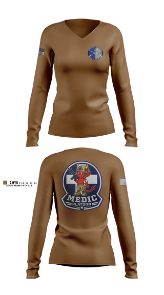 Womens Long Sleeve Vneck Shirt, Medic, National Guard, Teamtime, Team time, sublimation, custom sports apparel, team uniforms, spirit wear, spiritwear, sports uniforms, custom shirts, team store, custom team store, fundraiser sports, apparel fundraiser