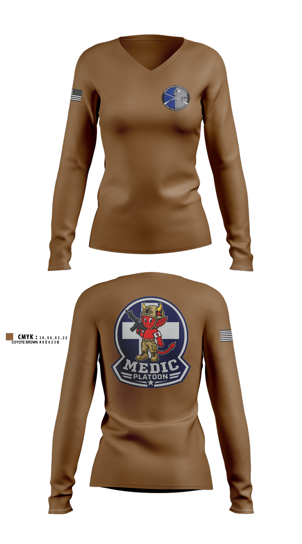 Womens Long Sleeve Vneck Shirt, Medic, National Guard, Teamtime, Team time, sublimation, custom sports apparel, team uniforms, spirit wear, spiritwear, sports uniforms, custom shirts, team store, custom team store, fundraiser sports, apparel fundraiser