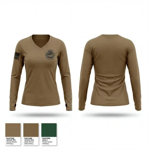 Womens Long Sleeve Vneck Shirt, 673 SFS, Air Force, Teamtime, Team time, sublimation, custom sports apparel, team uniforms, spirit wear, spiritwear, sports uniforms, custom shirts, team store, custom team store, fundraiser sports, apparel fundraiser