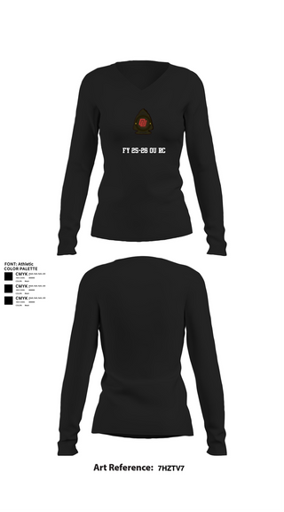 Womens Long Sleeve Vneck Shirt, FY 25-26 OU RC, Army, Teamtime, Team time, sublimation, custom sports apparel, team uniforms, spirit wear, spiritwear, sports uniforms, custom shirts, team store, custom team store, fundraiser sports, apparel fundraiser