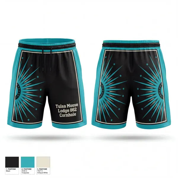 Athletic Shorts With Pockets, Tulsa Moose Lodge #862 Cornhole, Spirit Store, Teamtime, Team time, sublimation, custom sports apparel, team uniforms, spirit wear, spiritwear, sports uniforms, custom shirts, team store, custom team store, fundraiser sports, apparel fundraiser