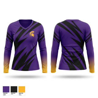 Womens Long Sleeve Vneck Shirt, Spartans, , Teamtime, Team time, sublimation, custom sports apparel, team uniforms, spirit wear, spiritwear, sports uniforms, custom shirts, team store, custom team store, fundraiser sports, apparel fundraiser
