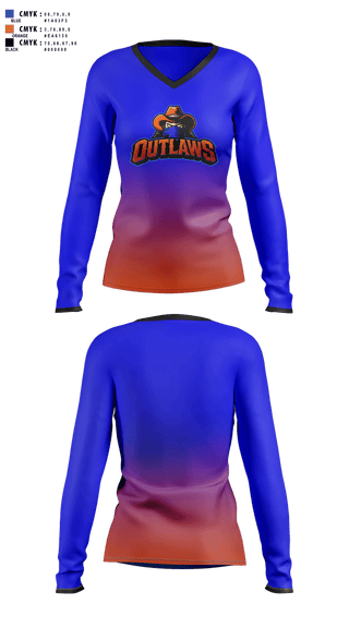 Womens Long Sleeve Vneck Shirt, South Kentucky Outlaws, , Teamtime, Team time, sublimation, custom sports apparel, team uniforms, spirit wear, spiritwear, sports uniforms, custom shirts, team store, custom team store, fundraiser sports, apparel fundraiser