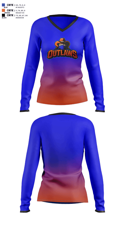 South Kentucky Outlaws 66012093 Women's Long Sleeve V-neck Shirt - 3