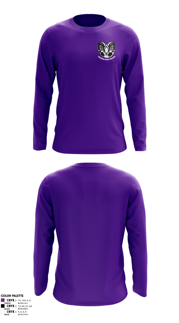 Long Sleeve Performance Shirt, Deering Rams Soccer, Men's Soccer, Teamtime, Team time, sublimation, custom sports apparel, team uniforms, spirit wear, spiritwear, sports uniforms, custom shirts, team store, custom team store, fundraiser sports, apparel fundraiser