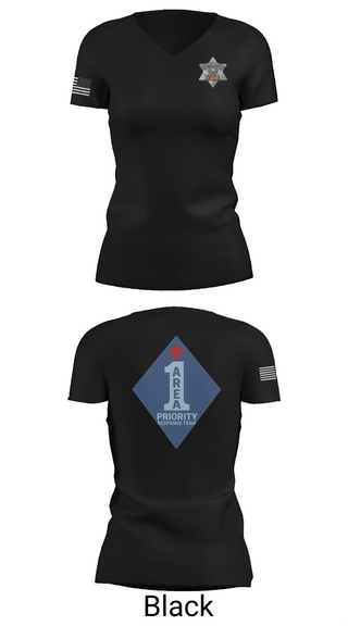 Womens Short Sleeve Vneck Shirt, Chicago Police Area 1 PRT, Police, Teamtime, Team time, sublimation, custom sports apparel, team uniforms, spirit wear, spiritwear, sports uniforms, custom shirts, team store, custom team store, fundraiser sports, apparel fundraiser