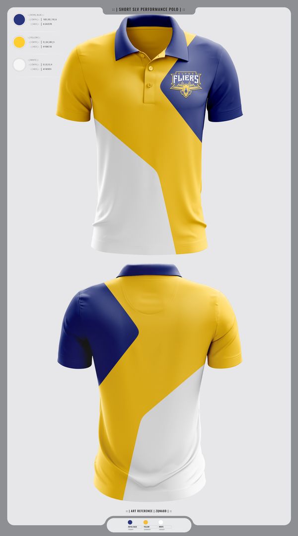 Short Sleeve Performance Polo, Clyde Fliers, Golf, Teamtime, Team time, sublimation, custom sports apparel, team uniforms, spirit wear, spiritwear, sports uniforms, custom shirts, team store, custom team store, fundraiser sports, apparel fundraiser