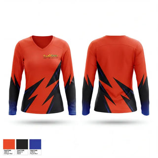 Womens Long Sleeve Vneck Shirt, Delmarva Heat, Softball, Teamtime, Team time, sublimation, custom sports apparel, team uniforms, spirit wear, spiritwear, sports uniforms, custom shirts, team store, custom team store, fundraiser sports, apparel fundraiser