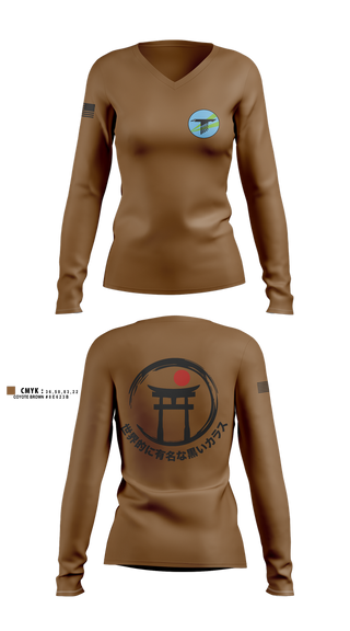 Womens Long Sleeve Vneck Shirt, World Famous Black Ravens, , Teamtime, Team time, sublimation, custom sports apparel, team uniforms, spirit wear, spiritwear, sports uniforms, custom shirts, team store, custom team store, fundraiser sports, apparel fundraiser