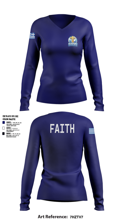 Greek Orthodox Volleyball League 97213591 Women's Long Sleeve V-neck Shirt - 3
