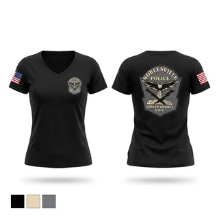 Womens Short Sleeve Vneck Shirt, STREET CRIMES UNIT, Police, Teamtime, Team time, sublimation, custom sports apparel, team uniforms, spirit wear, spiritwear, sports uniforms, custom shirts, team store, custom team store, fundraiser sports, apparel fundraiser