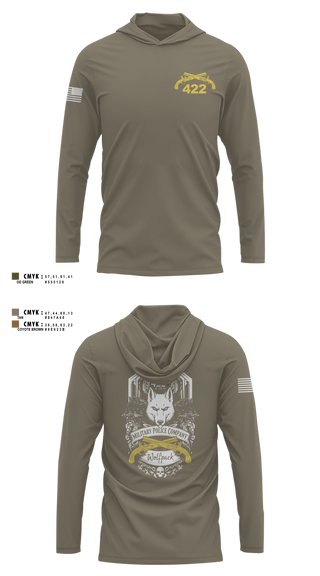 Long Sleeve Performance Shirt with hood, 422nd Military Police Company, Army, Teamtime, Team time, sublimation, custom sports apparel, team uniforms, spirit wear, spiritwear, sports uniforms, custom shirts, team store, custom team store, fundraiser sports, apparel fundraiser