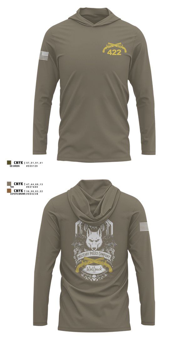 Long Sleeve Performance Shirt with hood, 422nd Military Police Company, Army, Teamtime, Team time, sublimation, custom sports apparel, team uniforms, spirit wear, spiritwear, sports uniforms, custom shirts, team store, custom team store, fundraiser sports, apparel fundraiser