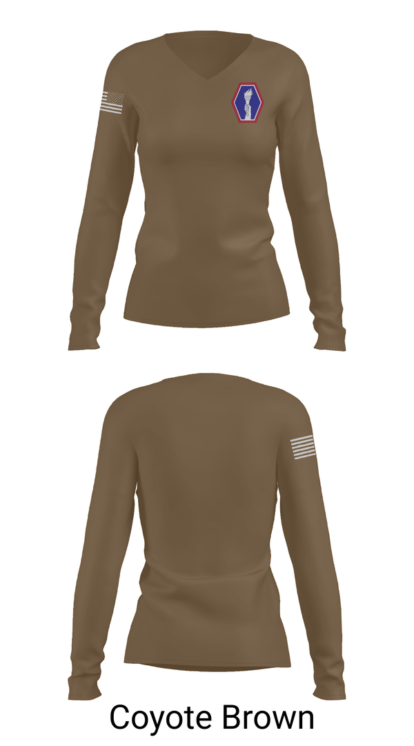 Womens Long Sleeve Vneck Shirt, 100 Battalion 442 Infantry, Army, Teamtime, Team time, sublimation, custom sports apparel, team uniforms, spirit wear, spiritwear, sports uniforms, custom shirts, team store, custom team store, fundraiser sports, apparel fundraiser